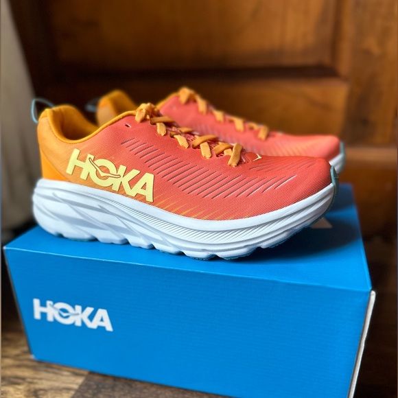 Hoka Shoes - Red, Orange, and Yellow Rincon 3 HOKAS